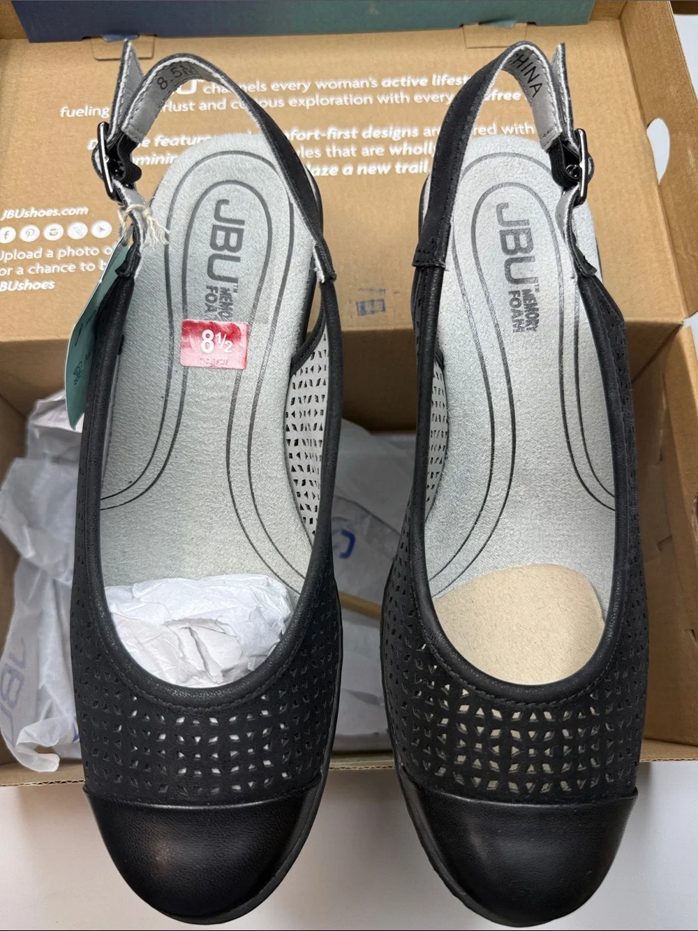 JBU Women's Mara Slingbacks Black Dress Pumps Size 8.5